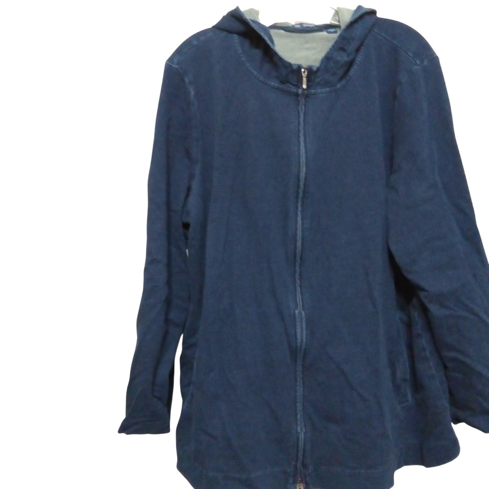 Pure Jill Indigo Womens XL Blue Full Zip Hoodie Jacket Travel Summer Lagenlook
